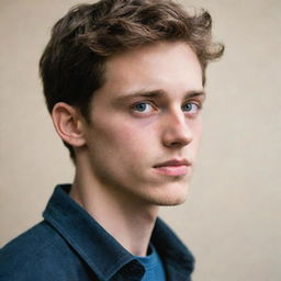 Profile of a young man with his eyes obscured for a novel cover