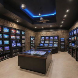 A 'Vipac' gaming store located in Iran, combining traditional Persian architectural elements with modern design. The store features an array of gaming gear and the 'Vipac' logo.