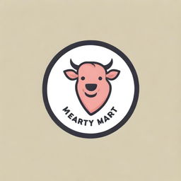 Design a logo for a business named 'Meaty Mart'. The logo should include a playful illustration of a meat cut, and use bold, robust colors to emphasize freshness and quality.