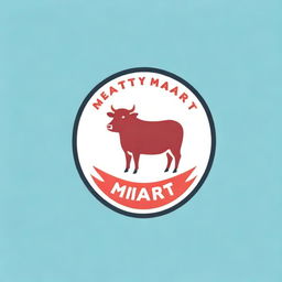 Design a logo for a business named 'Meaty Mart'. The logo should include a playful illustration of a meat cut, and use bold, robust colors to emphasize freshness and quality.