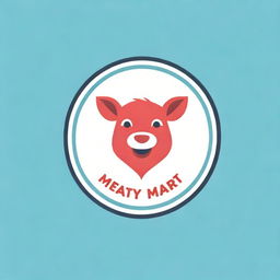 Design a logo for a business named 'Meaty Mart'. The logo should include a playful illustration of a meat cut, and use bold, robust colors to emphasize freshness and quality.