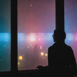 A person longingly watching through a foggy window pane, viewing the vibrant, lively scene of fancy clubs and restaurants happening beyond their grasp.