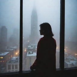 A person longingly watching through a foggy window pane, viewing the vibrant, lively scene of fancy clubs and restaurants happening beyond their grasp.