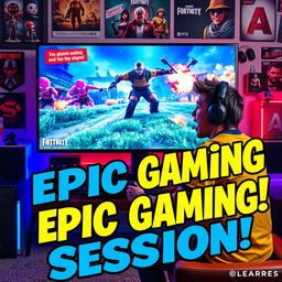 A vibrant and eye-catching YouTube thumbnail featuring a lively gamer sitting in front of a large screen, playing on a PlayStation