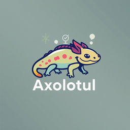 A modern and sleek logo design featuring an axolotl, emphasizing scientific elements