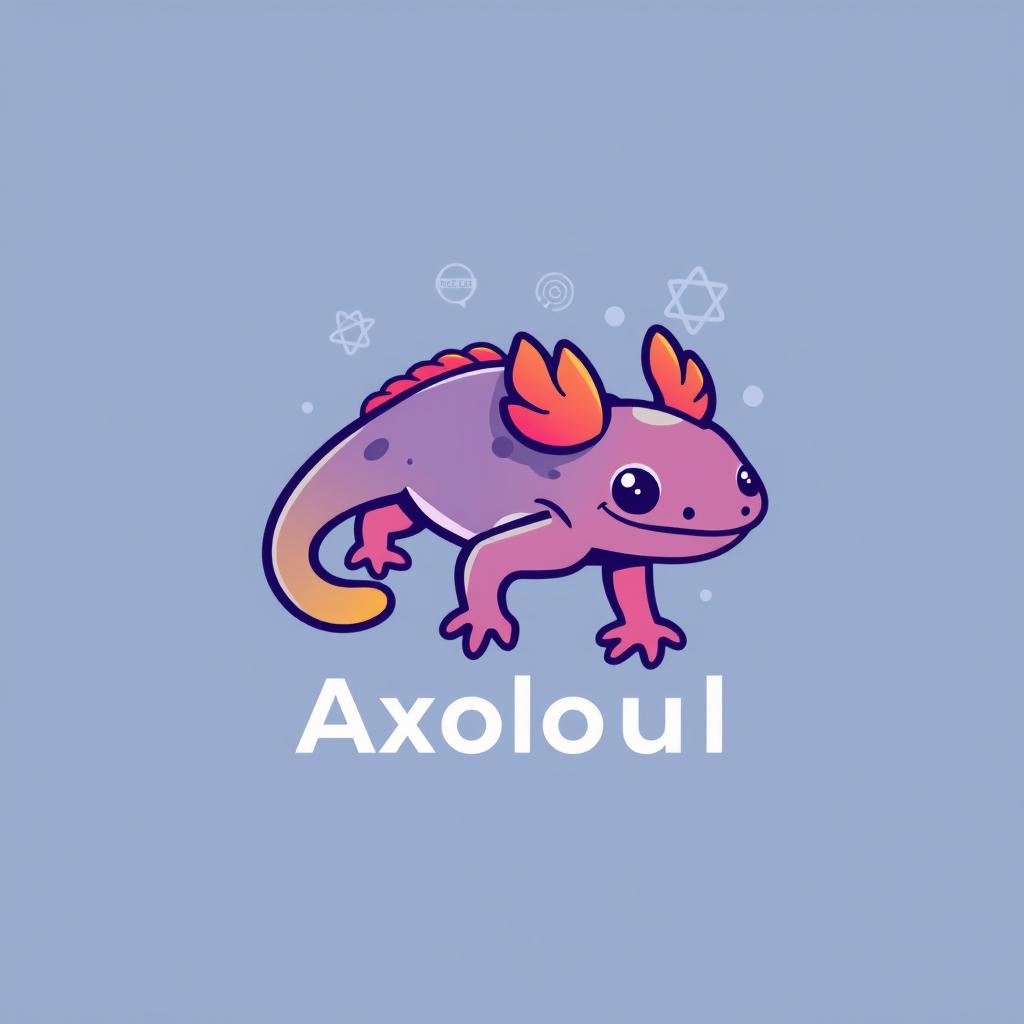 A modern and sleek logo design featuring an axolotl, emphasizing scientific elements