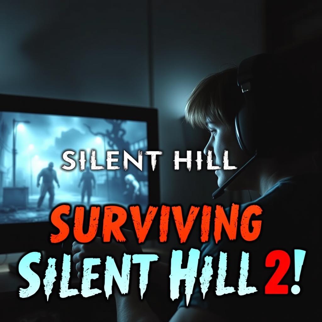 An engaging YouTube thumbnail featuring a gamer intensely playing Silent Hill 2 on a PlayStation