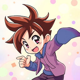 An illustration showcasing a character designed in the 2000s anime art style, featuring vibrant colors and distinct character designs typical of that era