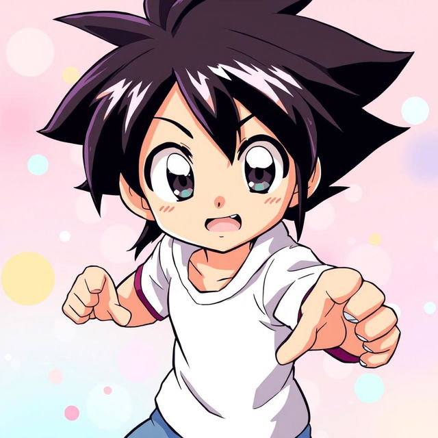 An illustration showcasing a character designed in the 2000s anime art style, featuring vibrant colors and distinct character designs typical of that era