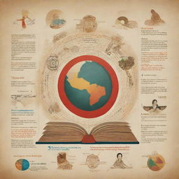 Create an info-graphic style image showcasing the passing of R.A 1425, visualizing how it has propelled the development of Philippine literature, including notable books and authors that have emerged since. Incorporate Filipino cultural symbols in the design.