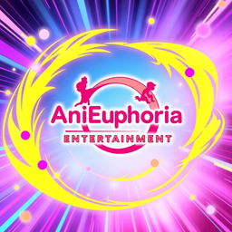 An anime promotional image featuring the logo of 'AniEuphoria Entertainment' artistically integrated into a vibrant, colorful background