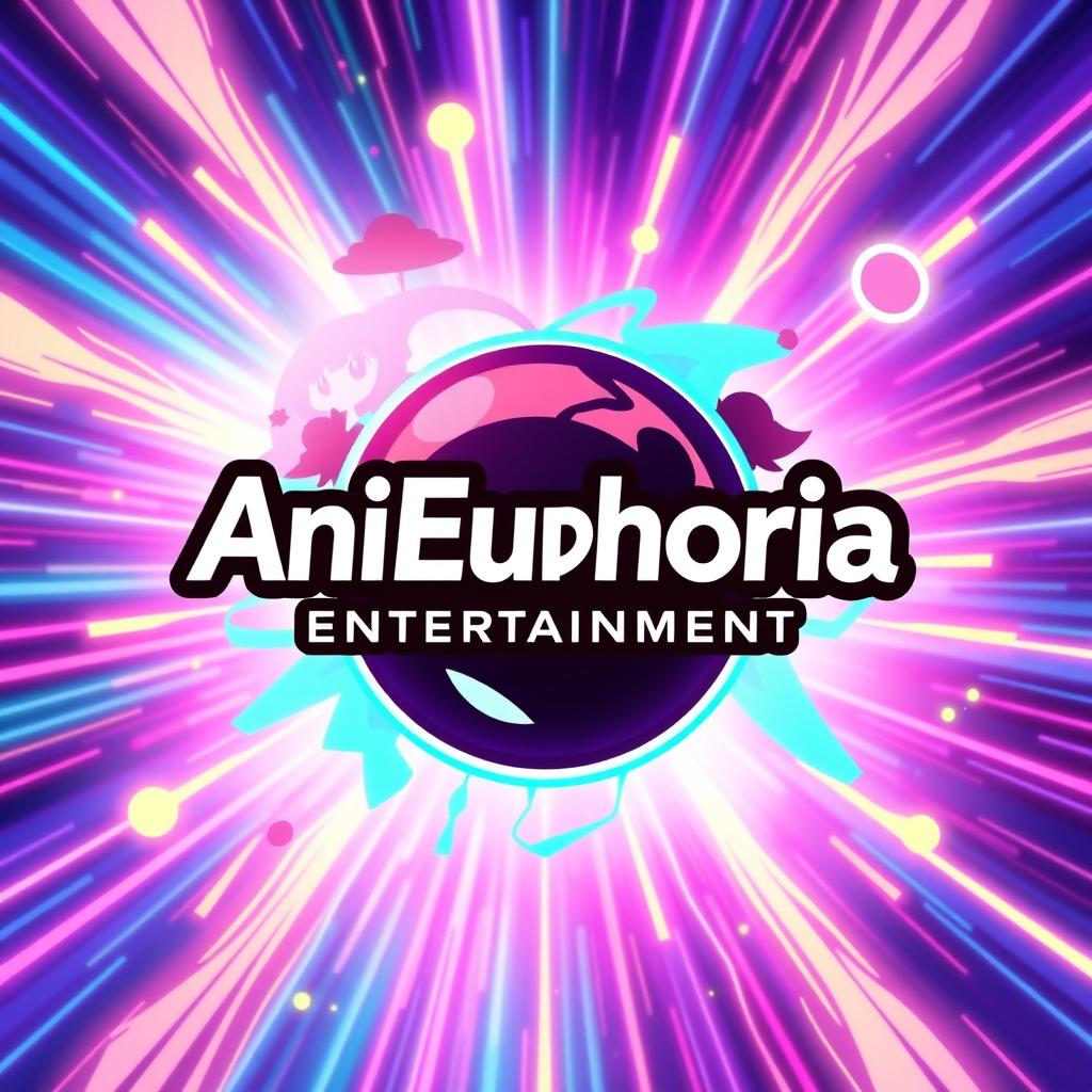 An anime promotional image featuring the logo of 'AniEuphoria Entertainment' artistically integrated into a vibrant, colorful background