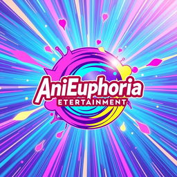 An anime promotional image featuring the logo of 'AniEuphoria Entertainment' artistically integrated into a vibrant, colorful background