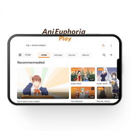 A digital mockup of a video platform's main page with a white theme and a prominent orange line running across the top