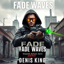 A thrilling book cover for 'FADE WAVES', set in an urban local zone with gritty street elements