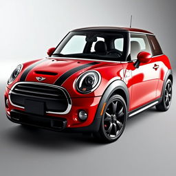 A striking red Mini Cooper with a glossy finish, featuring sleek black alloy wheels