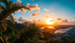 A stunning panoramic view of the Panama landscape, featuring the lush greenery of the Panama rainforest, glimpses of the Panama Canal with its intricate locks, and the vibrant skyline of Panama City in the background