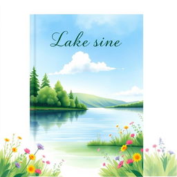 A book cover design featuring a serene lakeside scene painted in watercolor