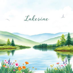 A book cover design featuring a serene lakeside scene painted in watercolor