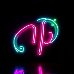 A striking depiction of a neon sign featuring the Taurus zodiac symbol '♉'