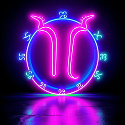 A striking depiction of a neon sign featuring the Taurus zodiac symbol '♉'