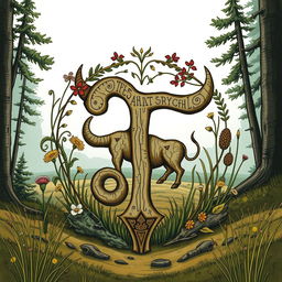 An intricate illustration of the 'Uruz' rune from the Elder Futhark, symbolizing strength, health, and vitality