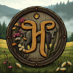 An intricate illustration of the 'Uruz' rune from the Elder Futhark, symbolizing strength, health, and vitality