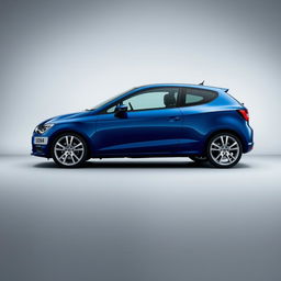 A striking Seat Ibiza in a marine blue finish, featuring sleek silver alloy wheels