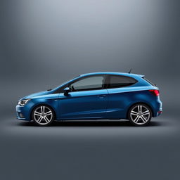 A striking Seat Ibiza in a marine blue finish, featuring sleek silver alloy wheels