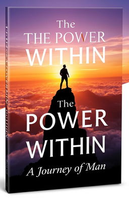 A visually captivating book cover for a motivational book titled 'The Power Within: A Journey of Man