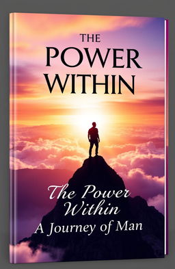 A visually captivating book cover for a motivational book titled 'The Power Within: A Journey of Man