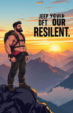 A motivational illustration representing strength and resilience in a man