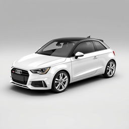 A realistic and striking Audi A1 in a glossy white finish, equipped with sleek silver wheels that shine brightly