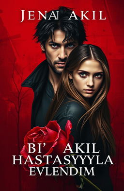 A book cover design titled 'Bi' Akıl Hastasıyla Evlendim'