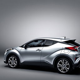 A striking Toyota CHR featuring a sleek silver finish and equipped with elegant silver wheels