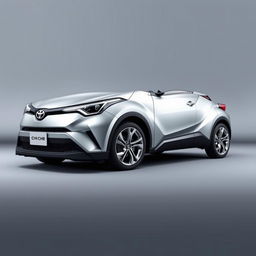 A striking Toyota CHR featuring a sleek silver finish and equipped with elegant silver wheels