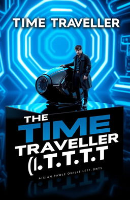 A futuristic book cover titled 'The Time Traveller (T