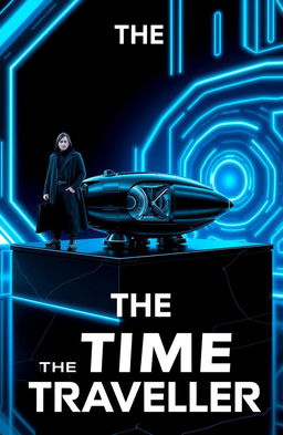 A futuristic book cover titled 'The Time Traveller (T