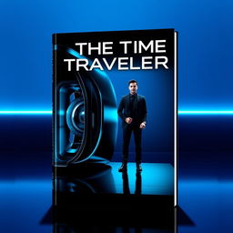 A futuristic book cover design titled 'The Time Traveller (T