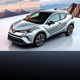 A brand new 2024 Toyota C-HR II in a striking silver finish, featuring bold lines and a sleek silhouette that exudes modernity and style