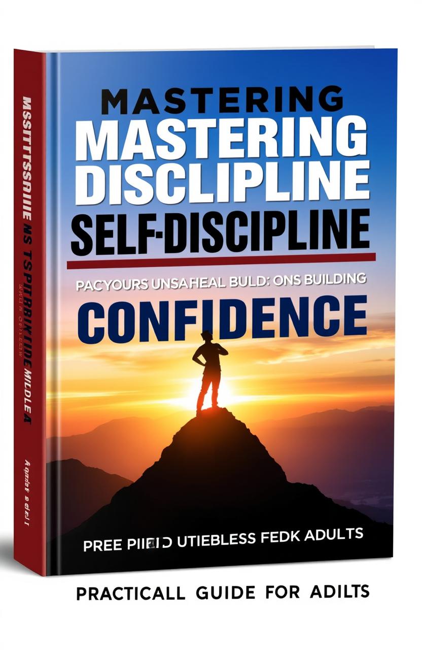 A visually appealing book cover design for 'Mastering Self-Discipline and Building Unshakable Confidence: A Practical Guide for Adults'