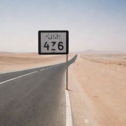 A speed limit sign in Saudi Arabia displaying the limit in km/h with Arabic numerals and texts, set against the backdrop of a clear sky and desert sand.