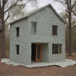 A quirky and detailed house constructed entirely from one hundred dollar bills