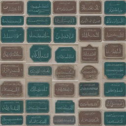 A variety of Saudi Arabian street signs, showcasing unique Arabic script and designs specific to the region.