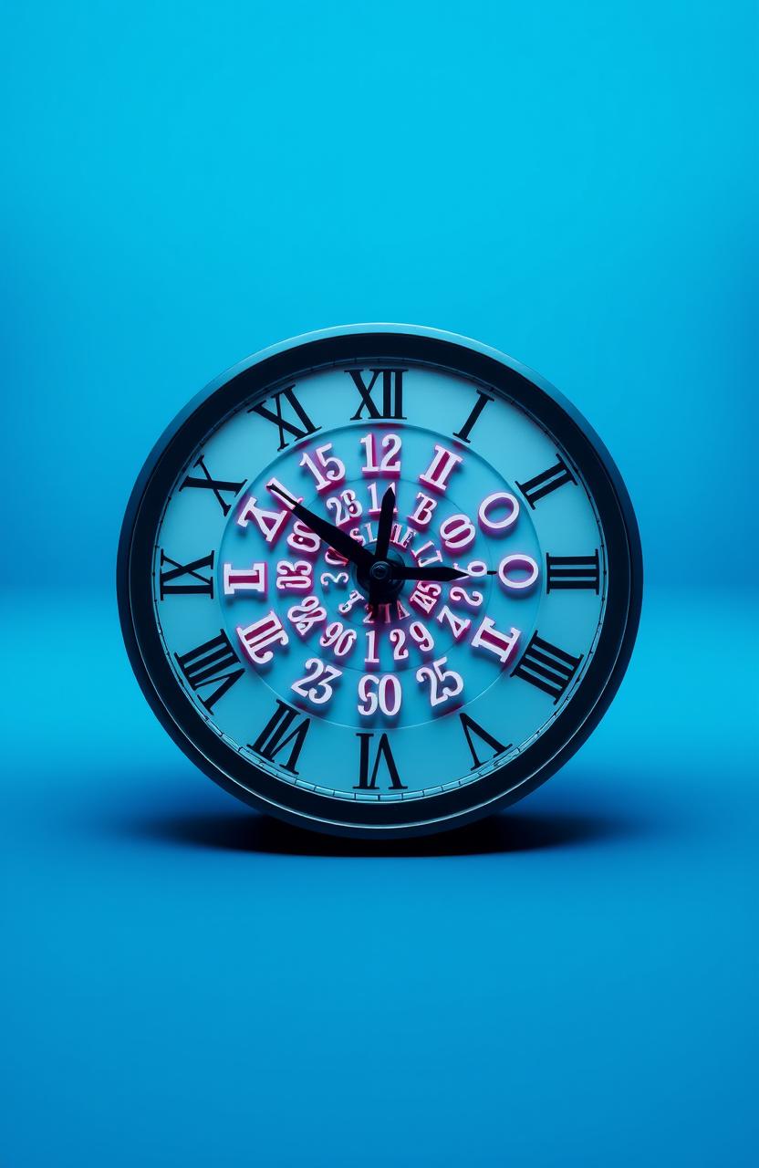 A striking clock placed flat on a black floor, with the numbers represented in Roman numerals arranged in a classic circular pattern