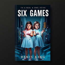 A captivating book cover for 'SIX GAMES' featuring two young girls standing side by side, their hands illuminated with a range of arcane magic flowing gracefully over them, reflecting a sense of wonder and enchantment