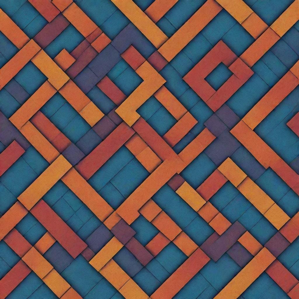 A pattern of tessellating quadrilaterals, each uniquely designed with intricate details and vibrant colors, forming an interesting geometric artwork.