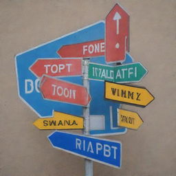 A collection of colorful and iconic street signs from around the world