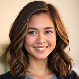 A stylish and modern profile picture of a young adult with an engaging smile, featuring warm lighting that highlights their facial features