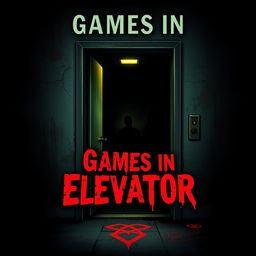 A book cover design for a horror novel titled "Games in Elevator"